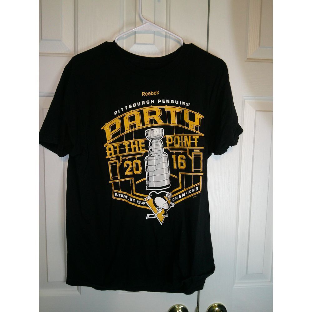 Reebok Pittsburgh Penguins 2016 Stanley Cup Champions NHL SS T-Shirt Black Large